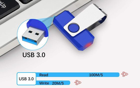 Flash Drive In Blue And Silver Finish